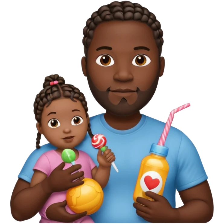 Big black man with braids hold a  baby bottle and a lollipop emoji