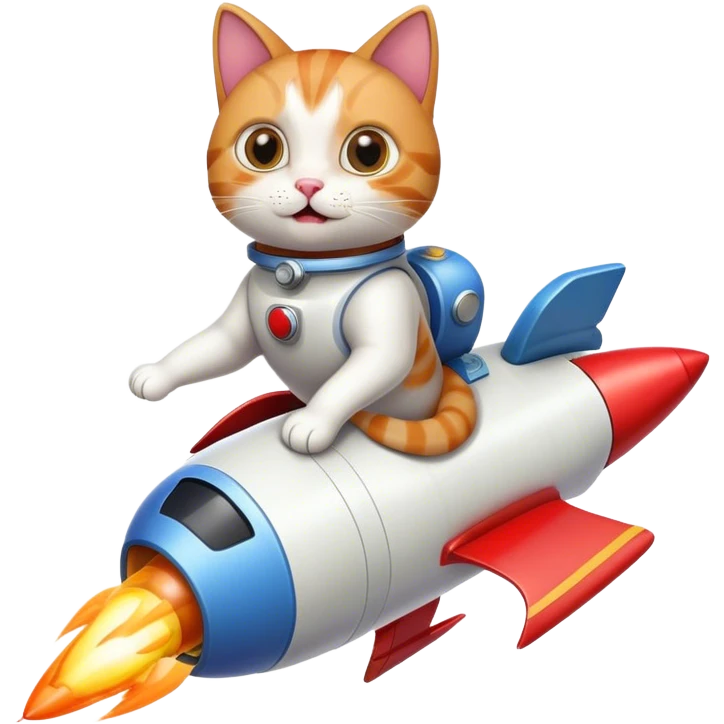 Cat riding a rocket emoji