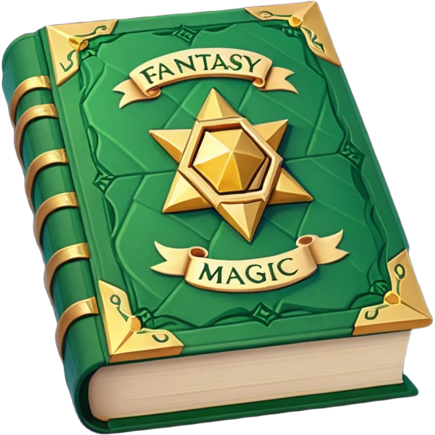 fantasy magic green book low poly emoji