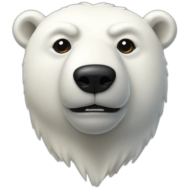 bust of an anthropomorphic polar bear with black hair in its head and three black dots in its muzzle emoji
