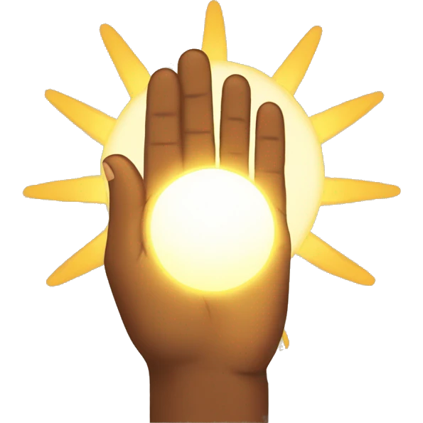 Brown skinned Praying hands with sunshine emoji