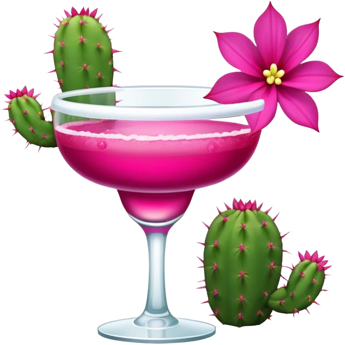 Magenta margarita with pink cactus flower  emoji