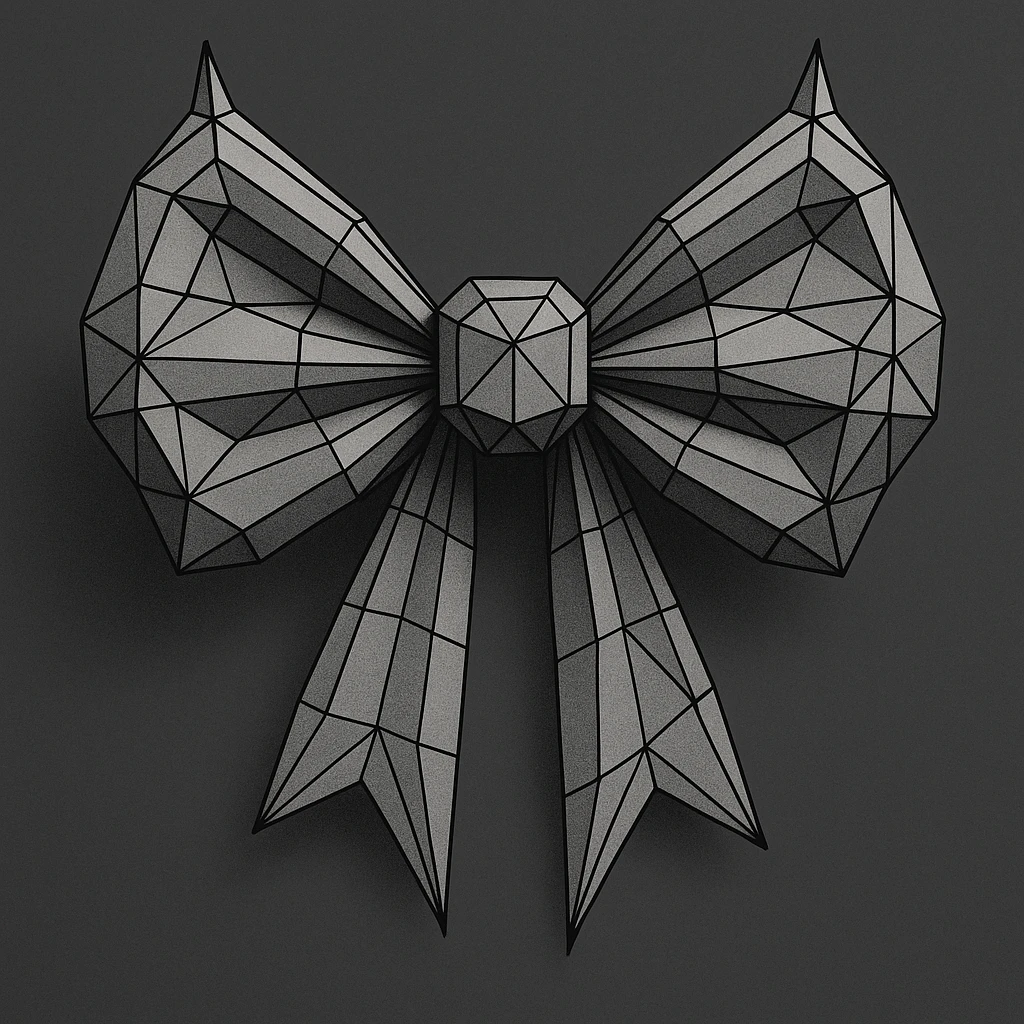 gothic bow, low poly wireframe style emoji