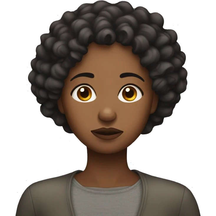 sad black woman with short tight curly hair emoji