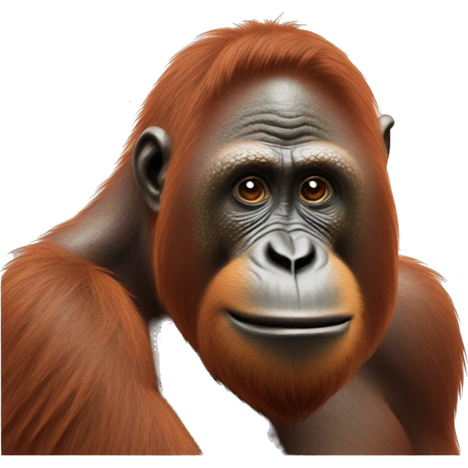 Orangutan tracing it’s highly defined jawline with its finger emoji