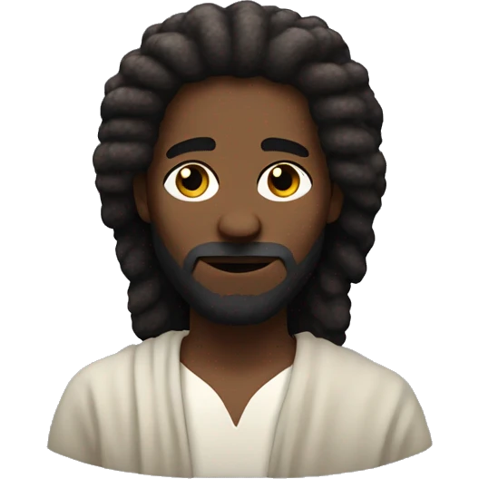 black Jesus Christ with wooly hair emoji