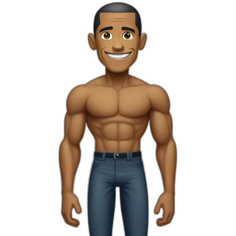 skiny and muscular obama emoji