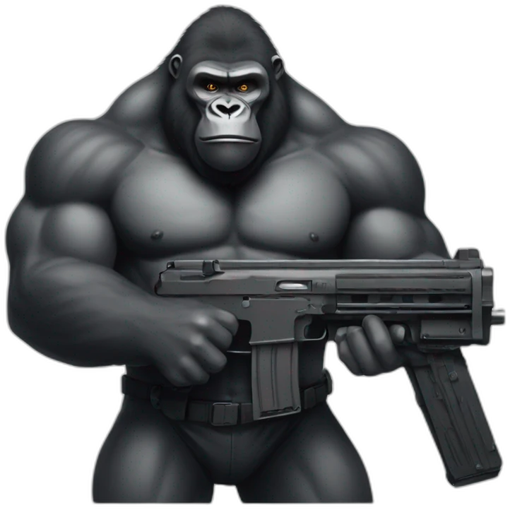 Buff Gorilla holding an M13 gun emoji