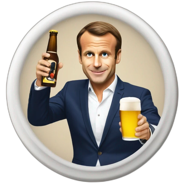 Émanuel macron sur gazo entrain de boire une bière emoji