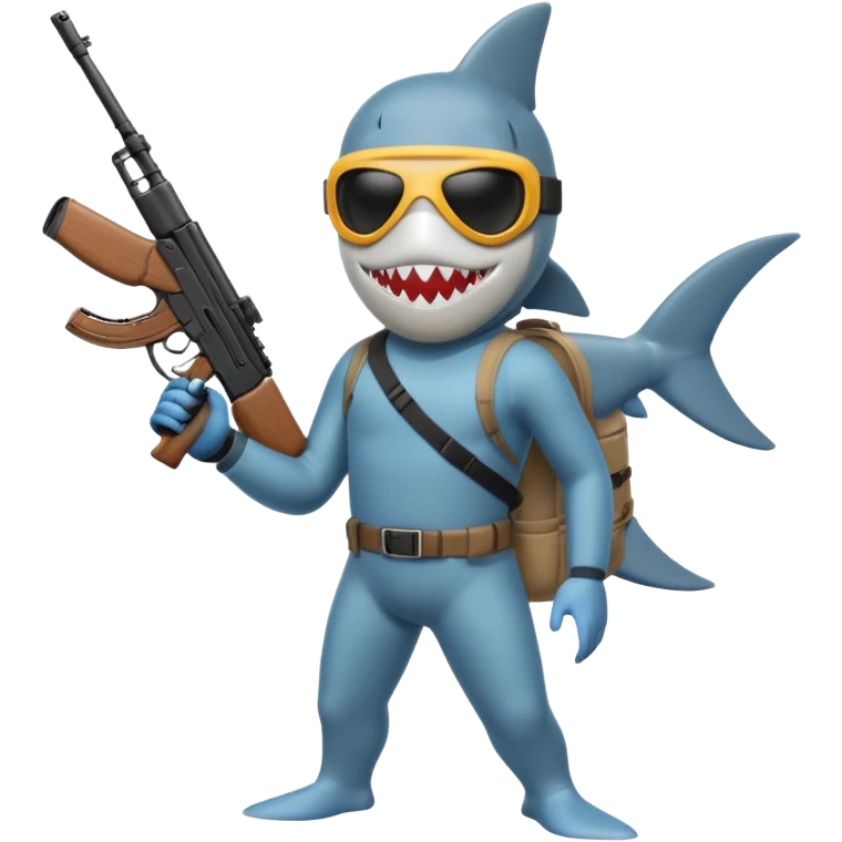 Shark wearing ski mask with a gun in his left hand  emoji