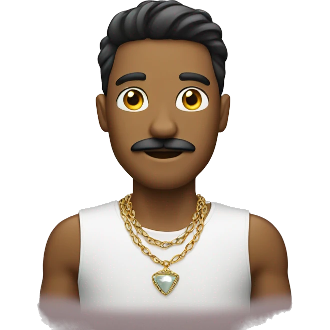 male with jewelry indoors with mustache  emoji