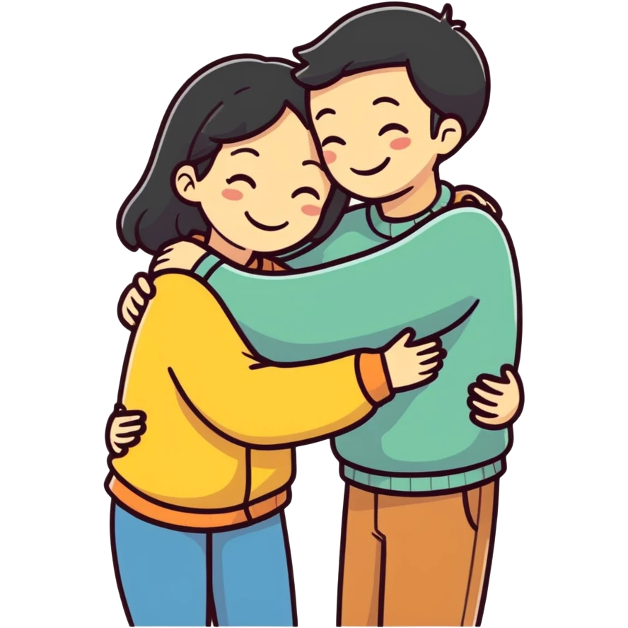 couple hug with warm smiles emoji