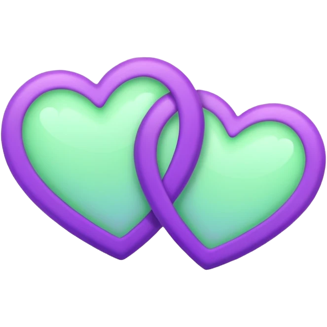Two-hearts-coloured-light-pastel-shade green color and purple emoji