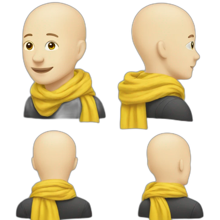 Gay white bald with yellow scarf emoji