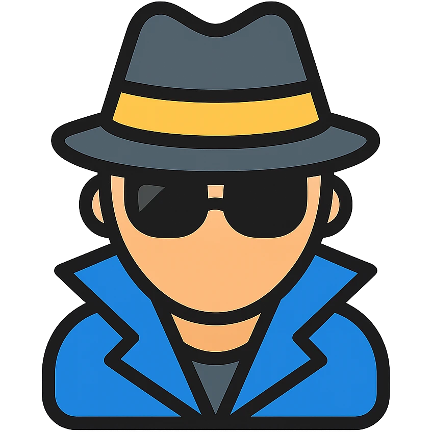 secret agent silhouette wearing sunglasses and a fedora emoji