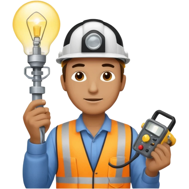 Am man Electricity power employer at work with a light emoji