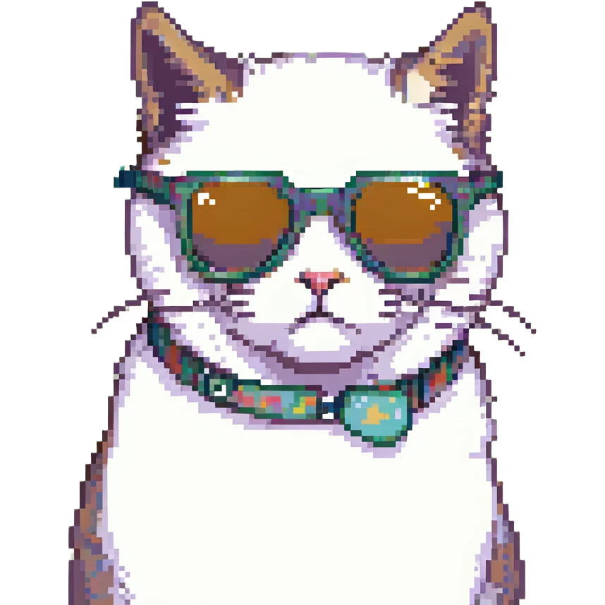 cat wearing sunglasses, simple, cute emoji