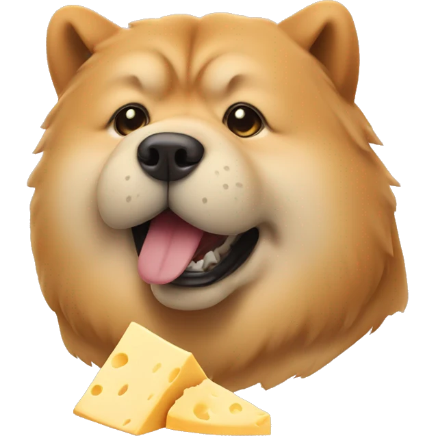 chow chow dog eating cheese emoji