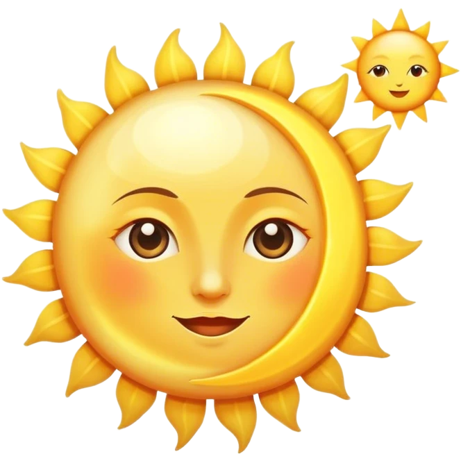 a really bright sun and a moon who shines because of it. the sun is bigger and the moon bright too emoji
