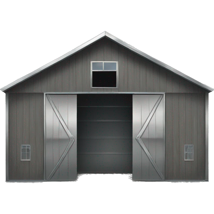 Metal barn with open doors and windows emoji