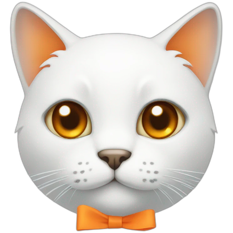 white cat with an orange bow emoji