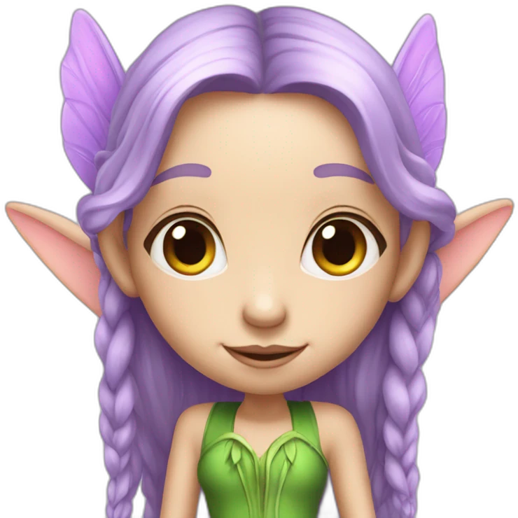cute lilac elf fairy with long hair emoji