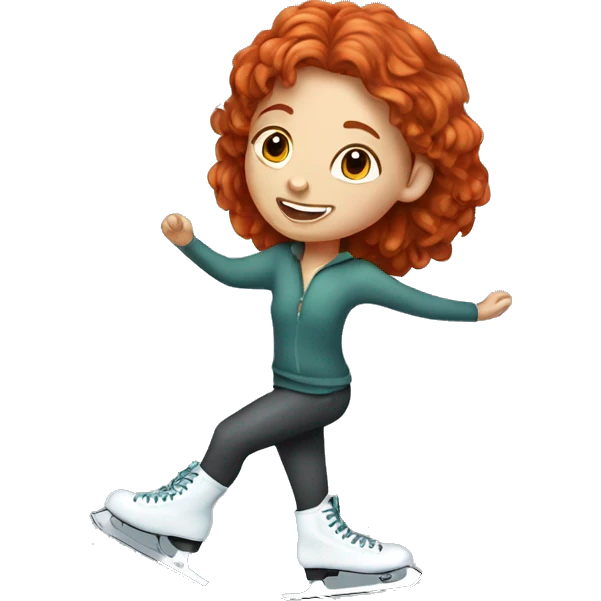 Red-haired girl with freckles ice skating  emoji