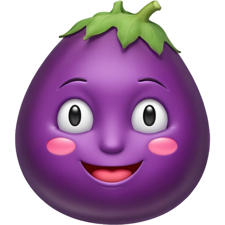 Eggplant with the face of the blushing emoji emoji