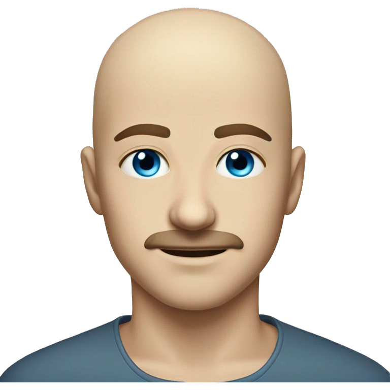 Young guy from poland with Blue eyes, a bald and a mustach emoji