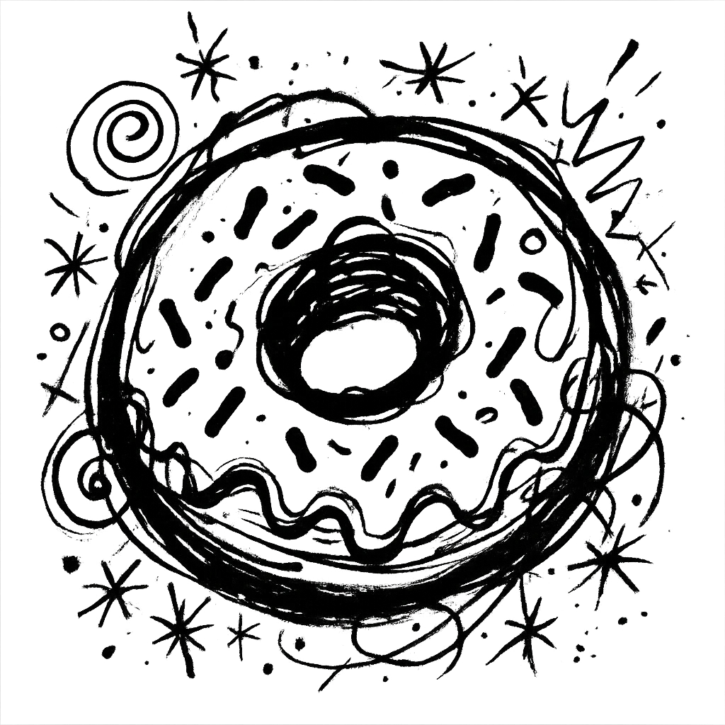donut in chaotic doodle style emoji