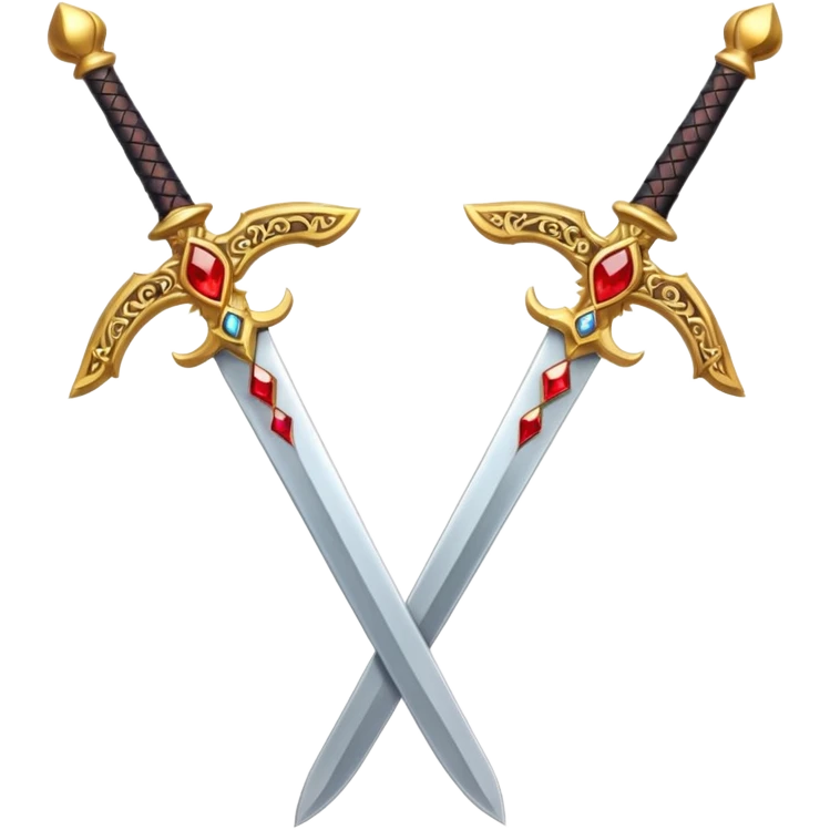Two Golden royal swords with red gems emoji