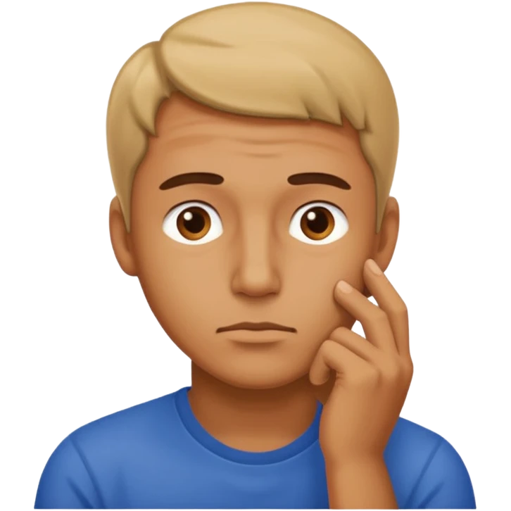 man rubbing chin in thought emoji