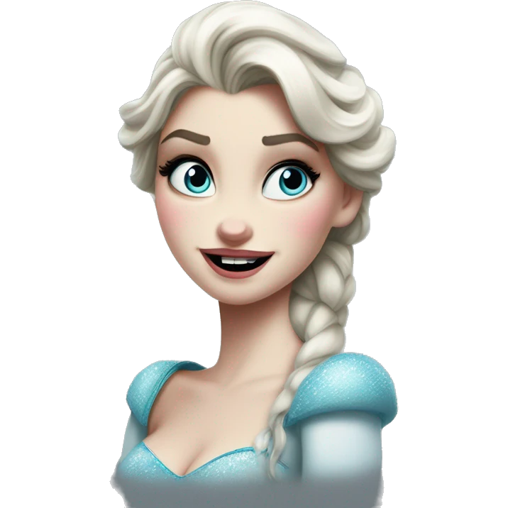 Psy-ops Elsa in Uncle Scrooge style, oil paint, mysterious eyes, intricate lips, masterpiece portrait, beautiful, desirable, logical emoji
