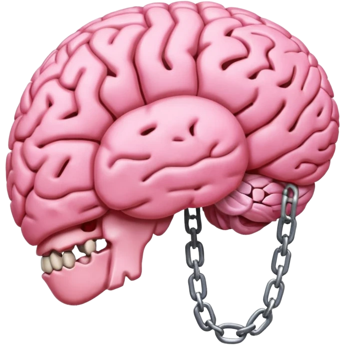 pink brain, chained up, side view emoji