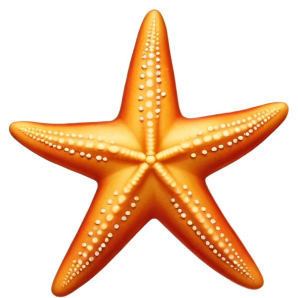 starfish on sandy beach, top-down view, apple emoji style, alternate version emoji