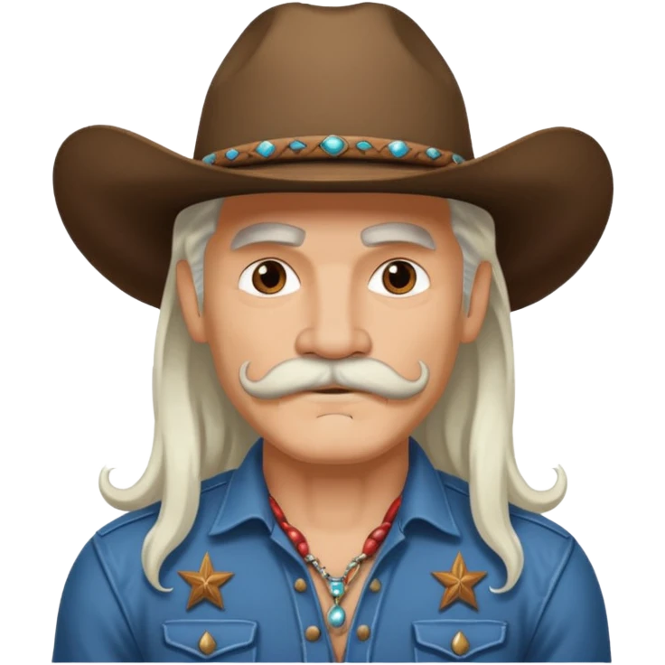 tattooed and mustached cowboys long white hair emoji emoji