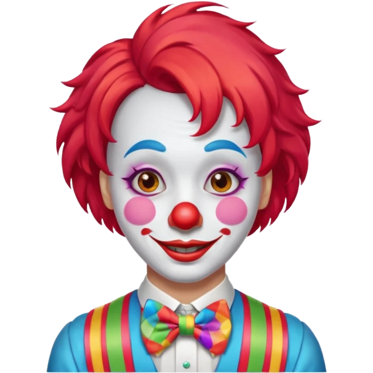 Clown – Bright makeup, red nose, colorful wig, exaggerated smile emoji