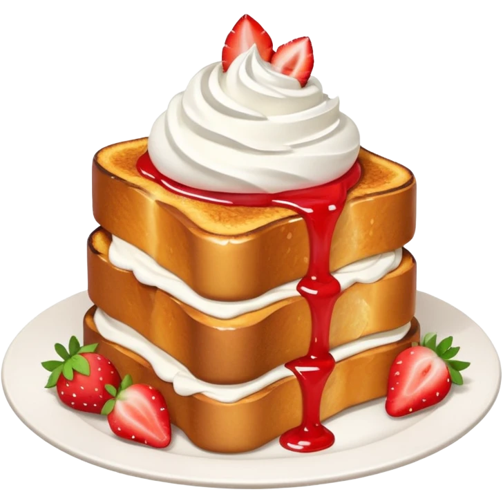 French toast with strawberry on top and whipped cream emoji