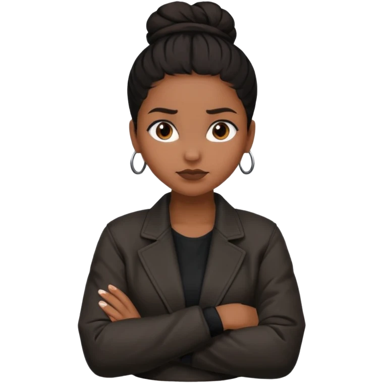 mad brown girl black bun arms crossed emoji
