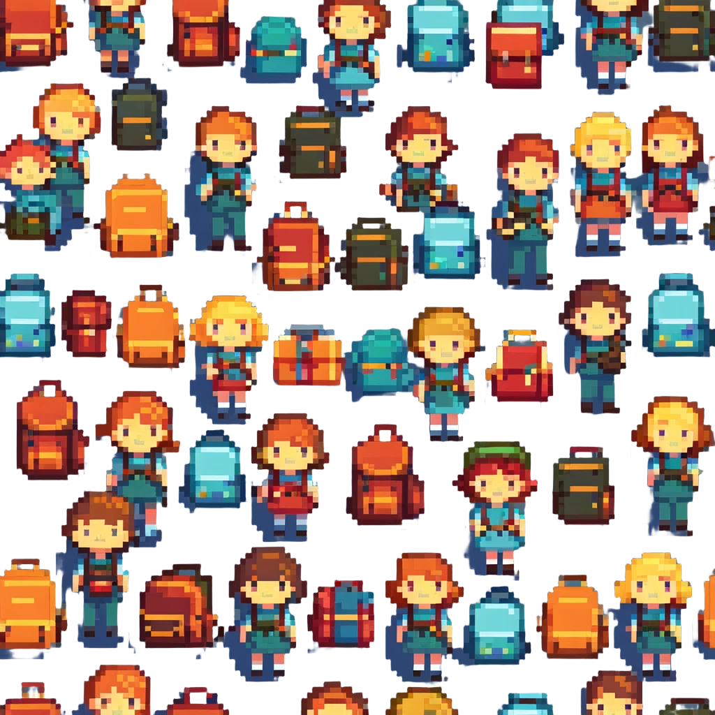 group of kids with backpacks emoji