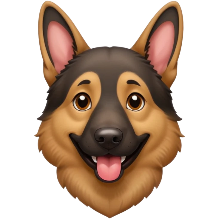 cartoon style dark German Shepherd dog with longer tongue hanging out  emoji