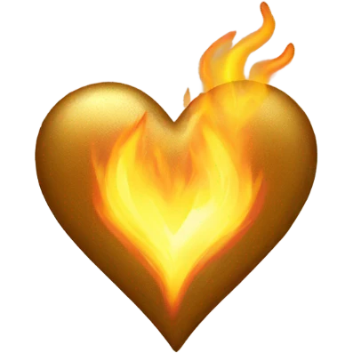 Golden love heart on fire emoji