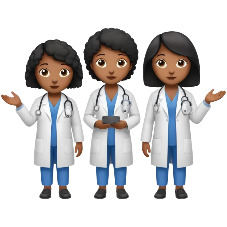 Three black girl sheep dressed as doctors emoji