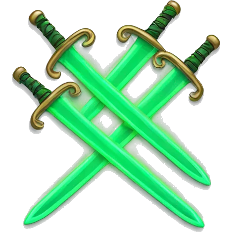 Twin green neon swords attached by chain emoji