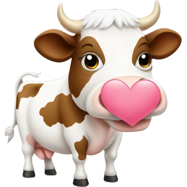 White brown cow holding white heart   emoji