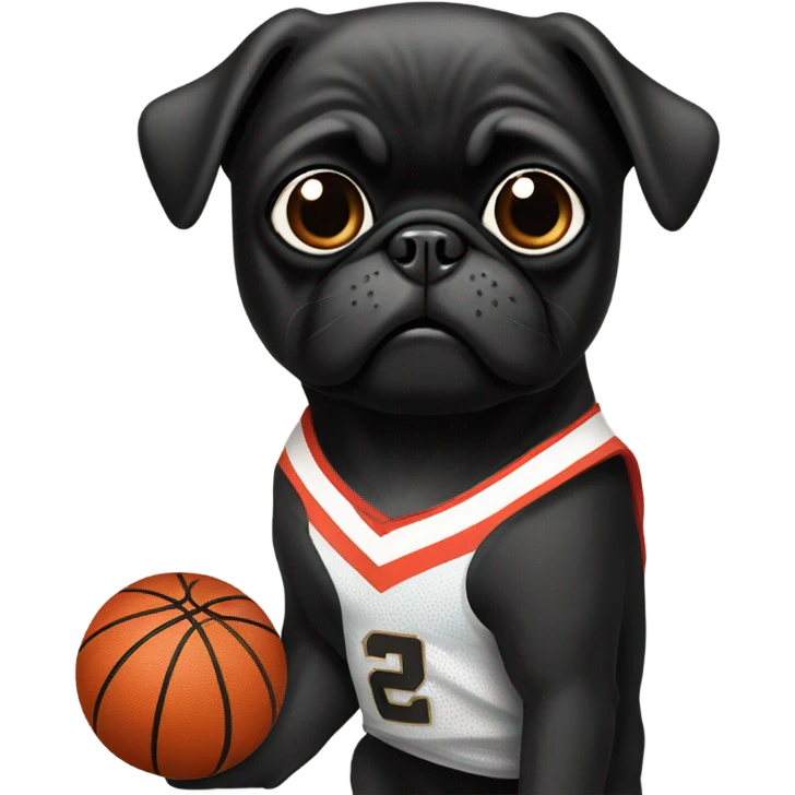 Black pug in a San Francisco basketball uniform emoji