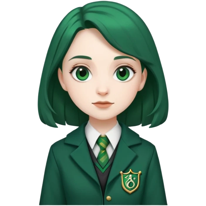 Pansy Parkinson in harry potter, wear hogwarts slytherin uniform emoji