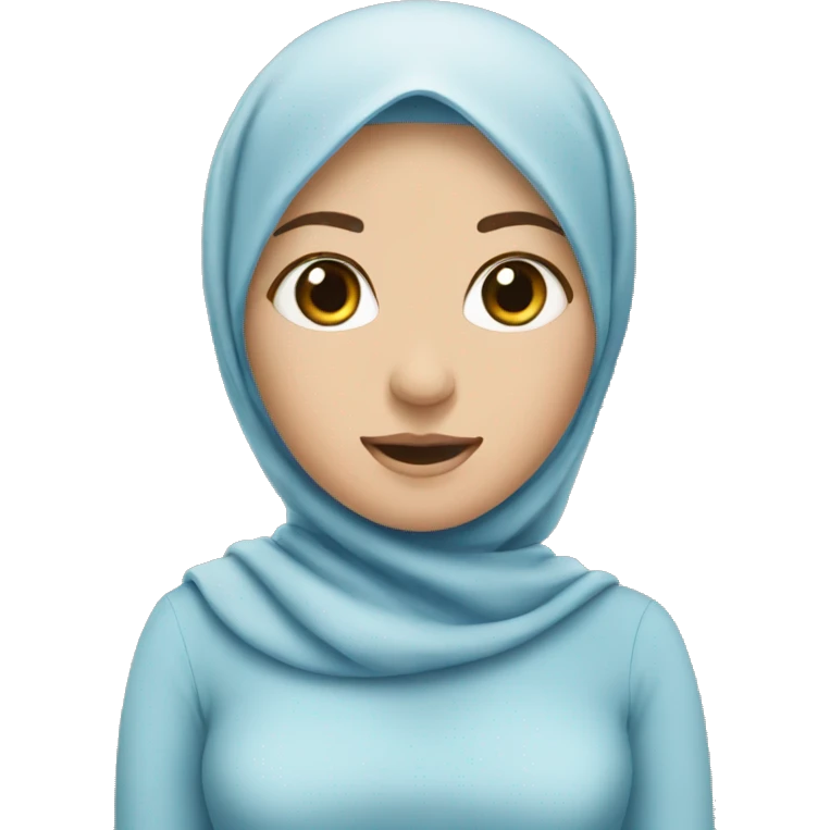 women say hi with hijab, white skin,  blue dress emoji