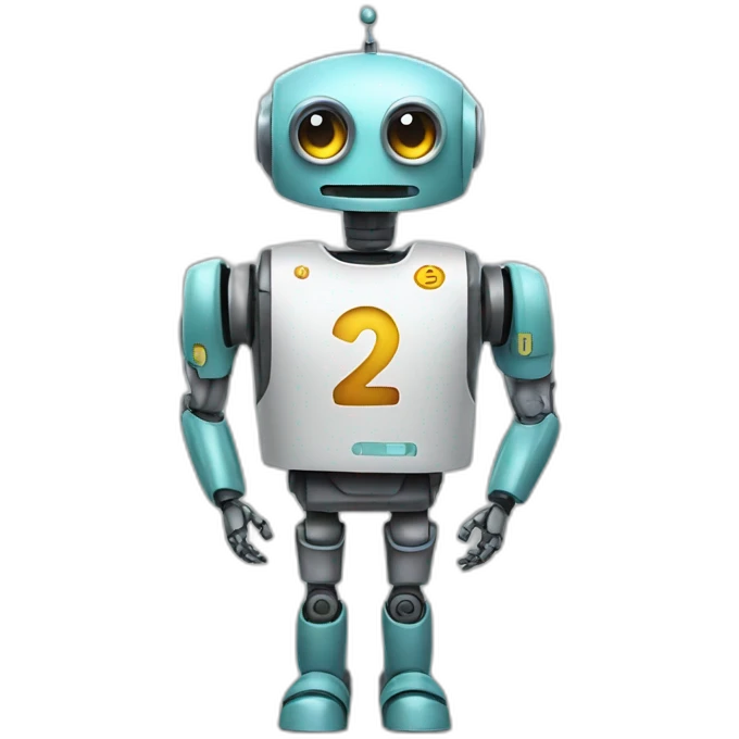 robot with a blouse with the number 2 written on it emoji