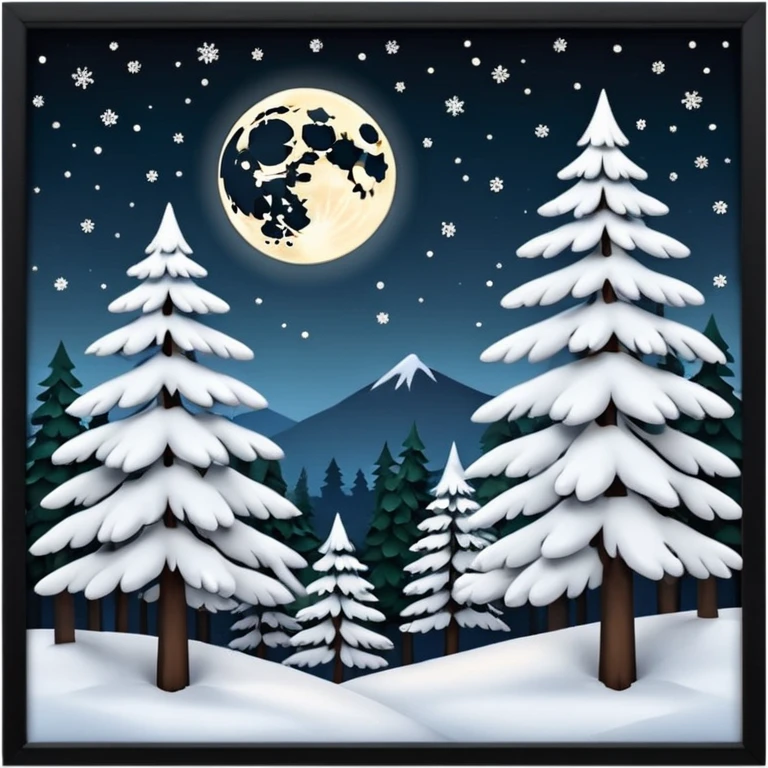 Beautiful snowy night forest emoji